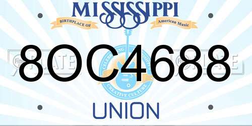 8OC4688 Mississippi License Plate