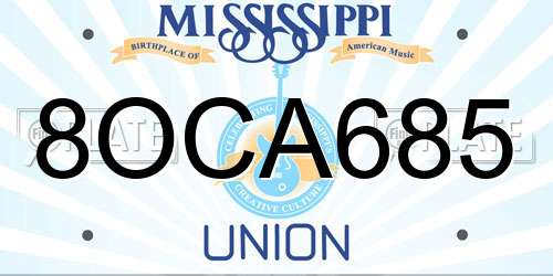 8OCA685 Mississippi License Plate