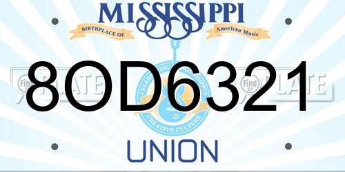 8OD6321 Mississippi License Plate