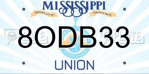 8ODB33 Mississippi License Plate