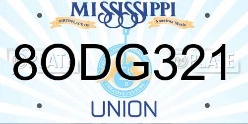 8ODG321 Mississippi License Plate