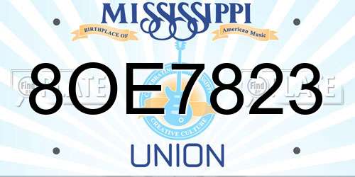 8OE7823 Mississippi License Plate