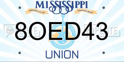 8OED43 Mississippi License Plate
