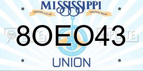 8OEO43 Mississippi License Plate