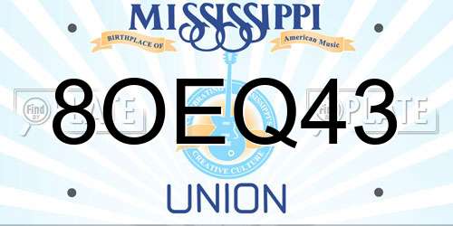 8OEQ43 Mississippi License Plate