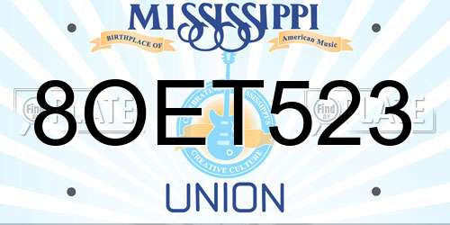 8OET523 Mississippi License Plate