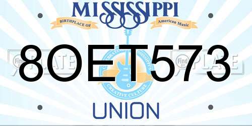 8OET573 Mississippi License Plate