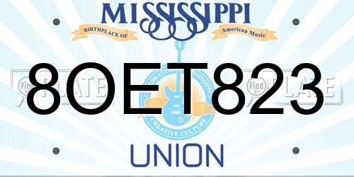 8OET823 Mississippi License Plate