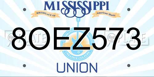 8OEZ573 Mississippi License Plate