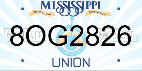 8OG2826 Mississippi License Plate