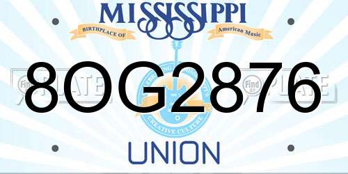 8OG2876 Mississippi License Plate