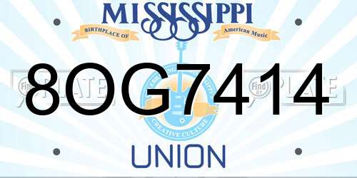 8OG7414 Mississippi License Plate