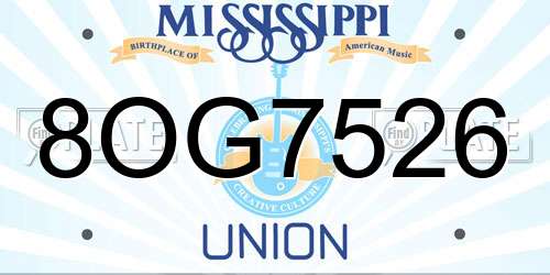 8OG7526 Mississippi License Plate