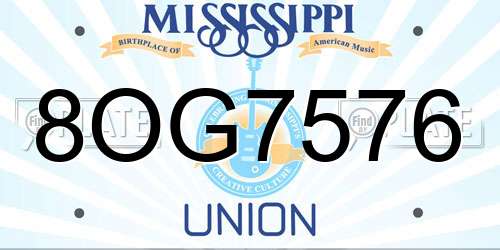 8OG7576 Mississippi License Plate