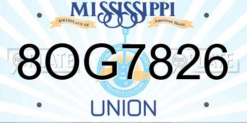 8OG7826 Mississippi License Plate