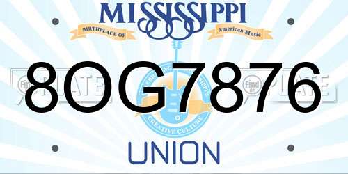 8OG7876 Mississippi License Plate