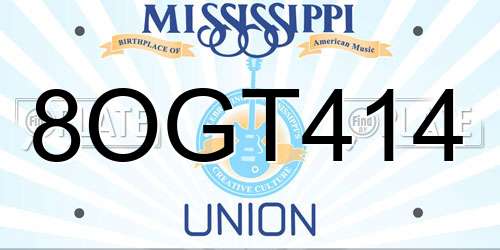 8OGT414 Mississippi License Plate