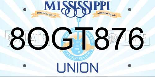 8OGT876 Mississippi License Plate