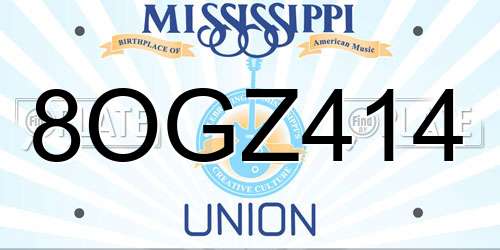 8OGZ414 Mississippi License Plate
