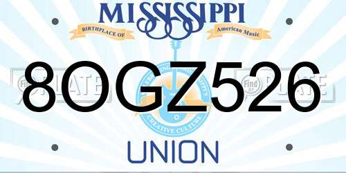 8OGZ526 Mississippi License Plate