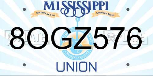 8OGZ576 Mississippi License Plate