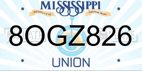 8OGZ826 Mississippi License Plate