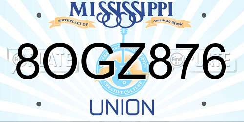 8OGZ876 Mississippi License Plate
