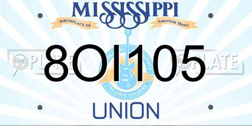 8OI105 Mississippi License Plate