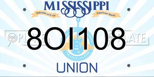 8OI108 Mississippi License Plate