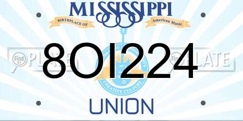 8OI224 Mississippi License Plate