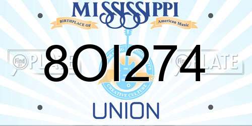 8OI274 Mississippi License Plate