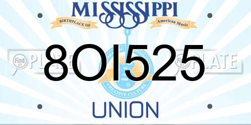 8OI525 Mississippi License Plate