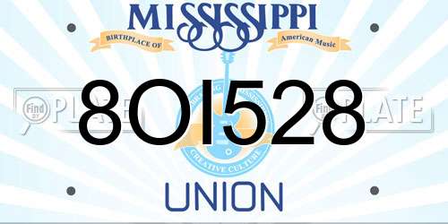 8OI528 Mississippi License Plate