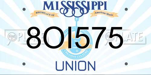 8OI575 Mississippi License Plate