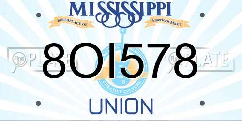 8OI578 Mississippi License Plate