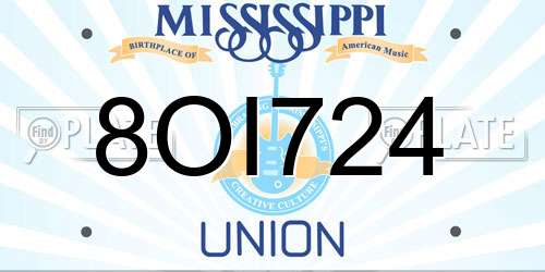 8OI724 Mississippi License Plate
