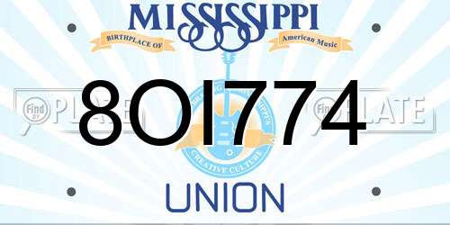 8OI774 Mississippi License Plate