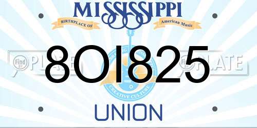 8OI825 Mississippi License Plate