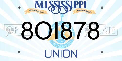 8OI878 Mississippi License Plate