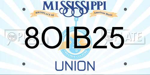 8OIB25 Mississippi License Plate