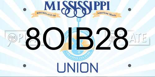 8OIB28 Mississippi License Plate