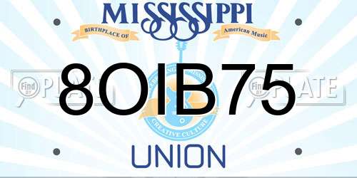 8OIB75 Mississippi License Plate