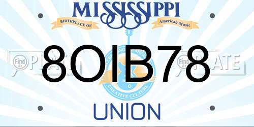 8OIB78 Mississippi License Plate