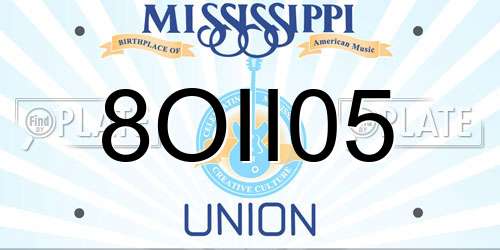 8OII05 Mississippi License Plate