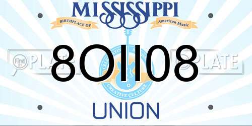 8OII08 Mississippi License Plate
