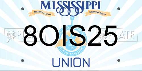 8OIS25 Mississippi License Plate