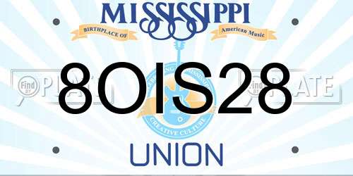 8OIS28 Mississippi License Plate