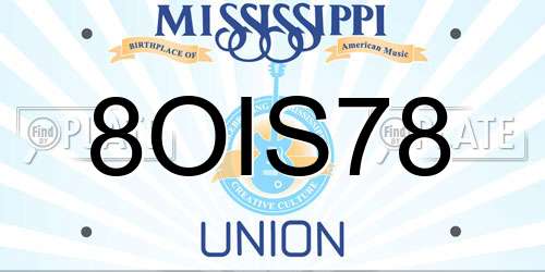 8OIS78 Mississippi License Plate