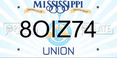 8OIZ74 Mississippi License Plate
