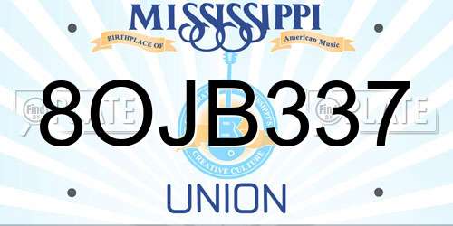 8OJB337 Mississippi License Plate